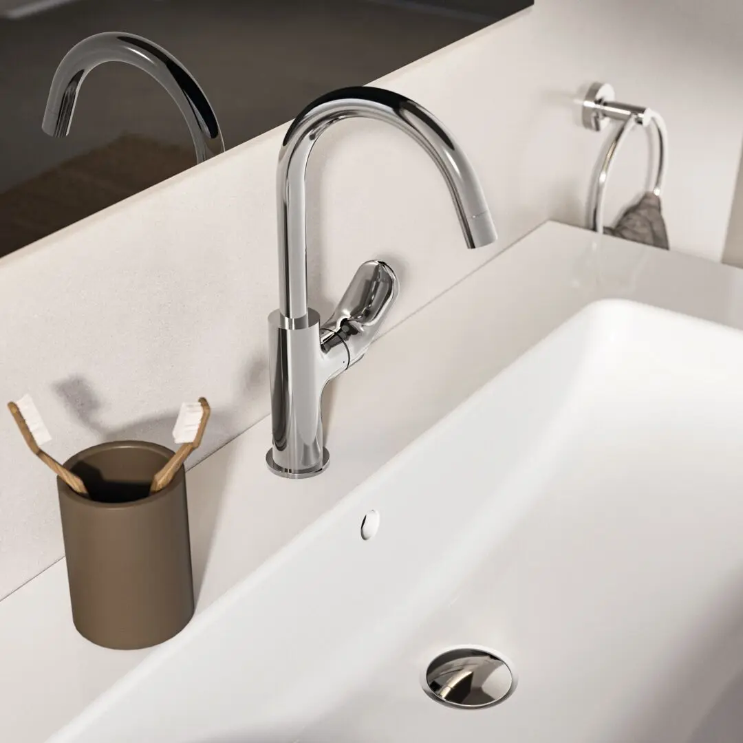 Baterie pentru lavoar cu ventil clickclack, pipa pivotanta, finisaj crom lucios, Ideal Standard Ceralife C [3]