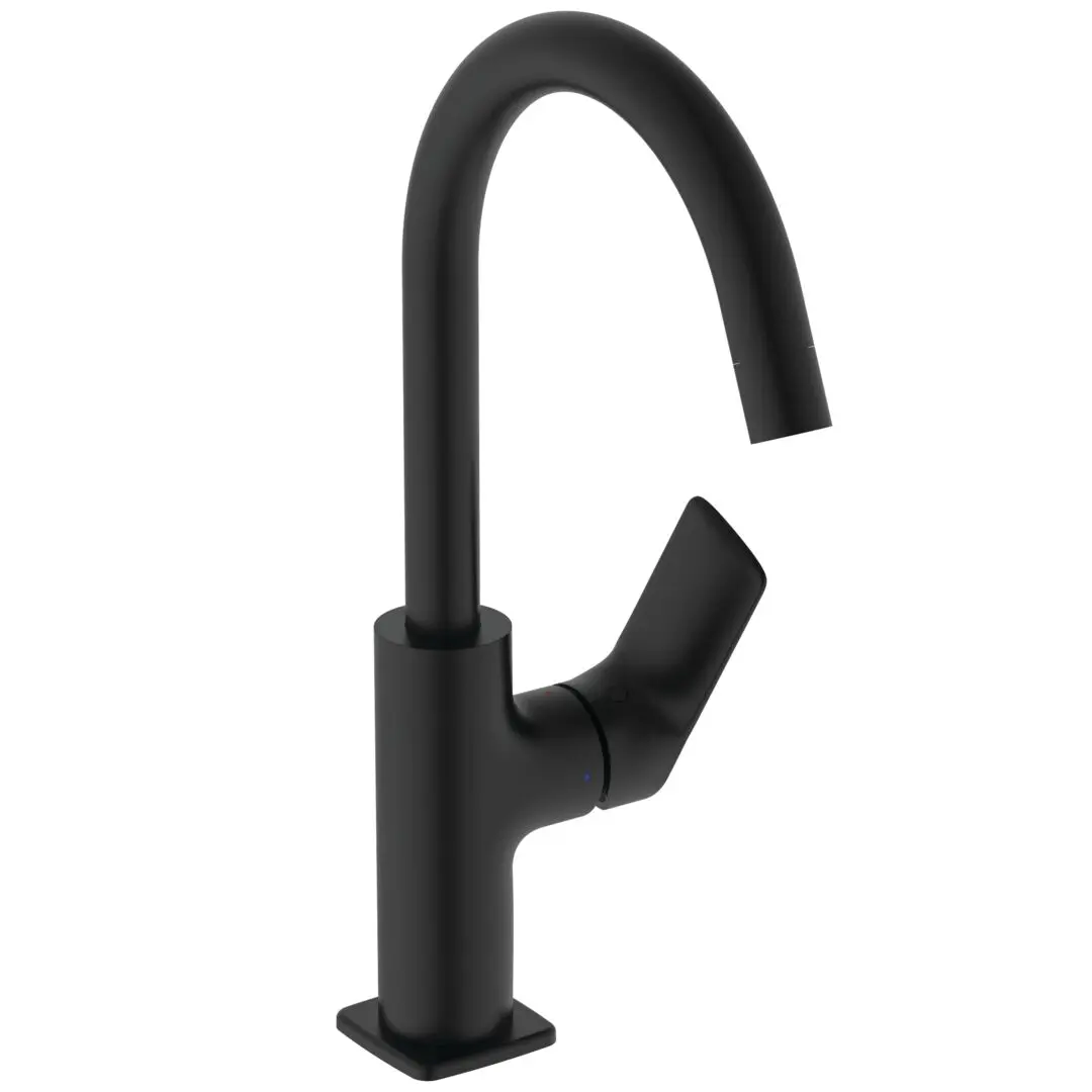 Baterii lavoare - Baterie pentru lavoar cu ventil clickclack, pipa pivotanta, finisaj negru mat, Ideal Standard Ceralife C
