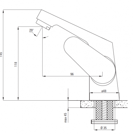 Baterie lavoar culoare crom, monocomanda,  Deante Lemon [1]