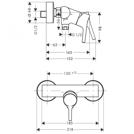 Baterie perete dus crom Hansgrohe, Talis S [1]