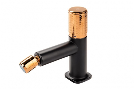 Baterii bideu - Baterie bideu FDesign Ardesia cu ventil, negru mat/rose gold lucios