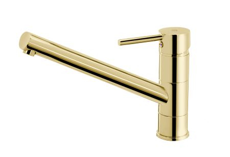 Baterii clasice bucatarie - Baterie pentru bucatarie, cu spalator, auriu lucios, FDesign Flusso