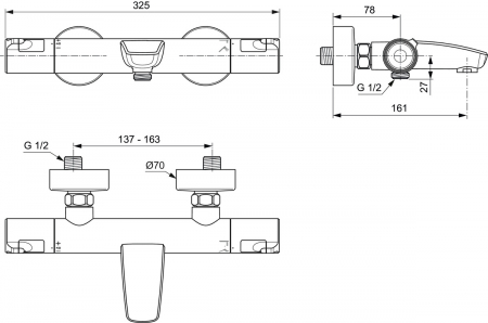 Baterie cada sau dus termostatata Ideal Standard Ceratherm T50 crom lucios [4]