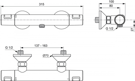 Baterie dus termostatata Ideal Standard Ceratherm T25 crom lucios [5]