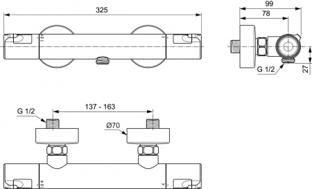 Baterie dus termostatata Ideal Standard Ceratherm T50 crom lucios [5]
