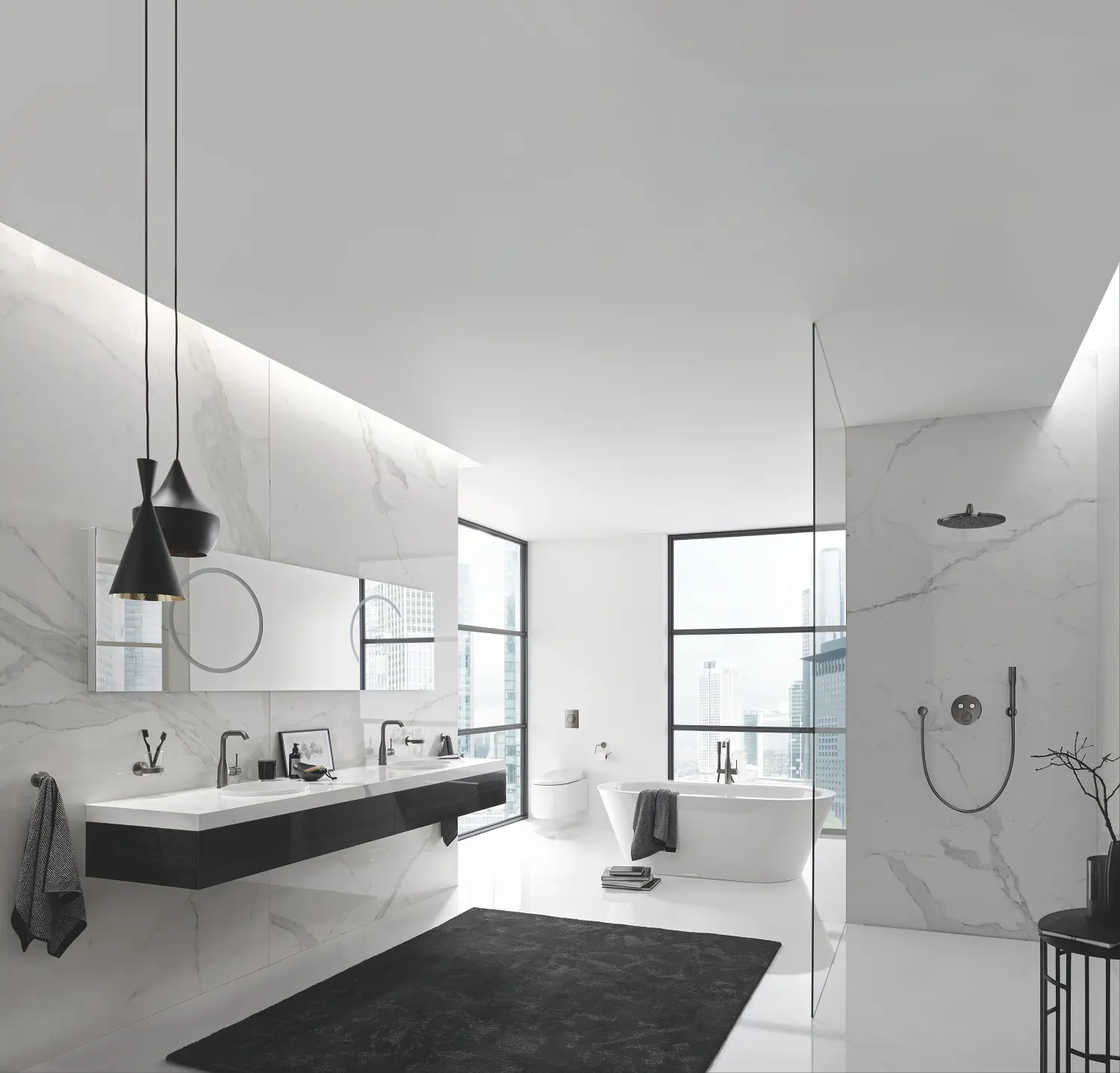 Baterie termostatata incastrata pentru cada si dus, grafit periat, Grohe Grohtherm SmartControl [3]