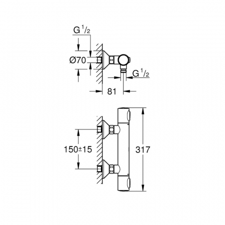 Baterie dus termostatata crom Grohe Grohtherm 500 [3]