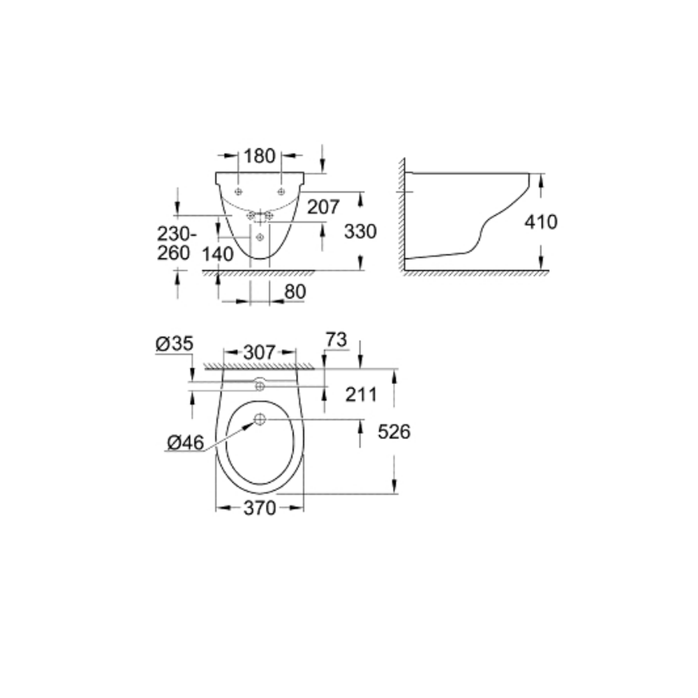 Bideu suspendat alb Grohe Bau Ceramic [1]