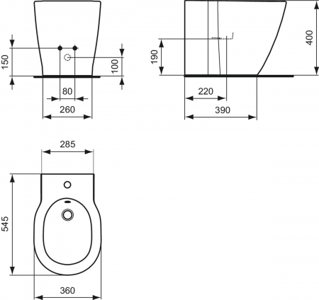 Bideu stativ Ideal Standard Connect back to wall alb lucios [1]