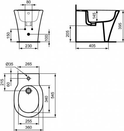 Bideu stativ Ideal Standard Connect Air back to wall alb lucios [5]