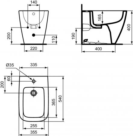 Bideu stativ Ideal Standard i.Life B back to wall gri lucios [6]