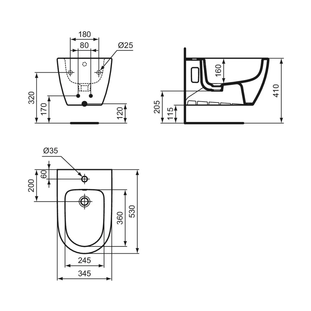 Bideu suspendat, alb, 53x34.5 cm, fixare ascunsa, Ideal Standard i.life O [4]