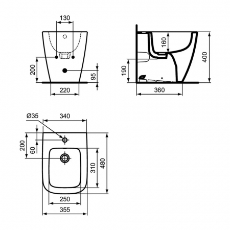 Bideu stativ Ideal Standard i.Life S back to wall alb lucios [6]