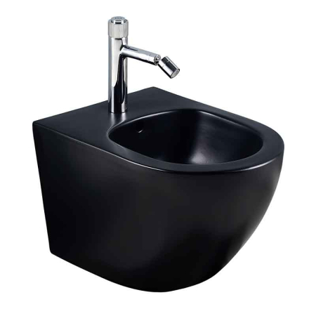 Baie - Bideu suspendat cu fixare ascunsă, 36 x 49 cm, negru mat, oval, Fluminia Ricci