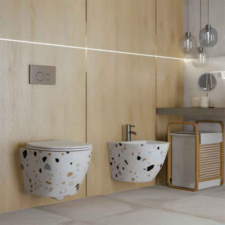 Bideu suspendat, cu fixare ascunsă, alb mozaic, Spectrum Trendi Stone [1]