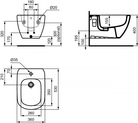 Bideu suspendat Ideal Standard Tesi alb mat [6]
