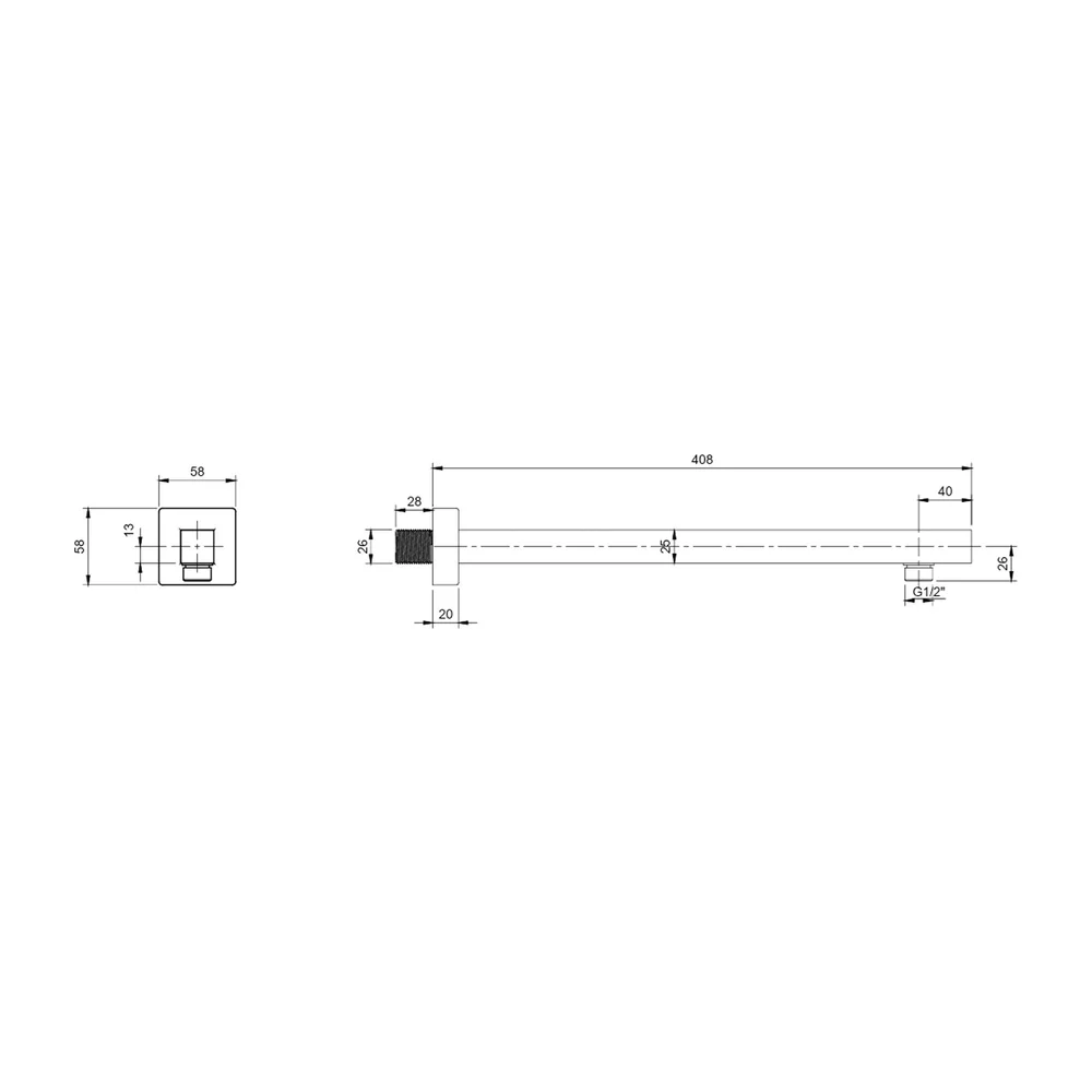 Brat de dus 40 cm, auriu periat, patrata, Villeroy&Boch, Universal Showers [2]