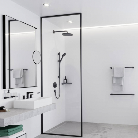 Brat dus fix rotund negru mat Hansgrohe [1]