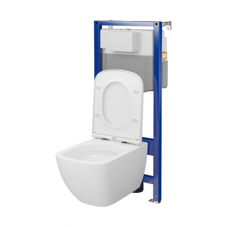 Set rezervor wc incastrat cu vas Wc patrat  si capac duroplast alb, Cersanit Zen [0]