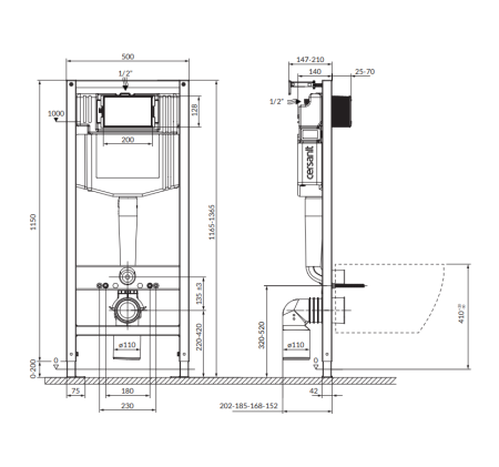 Set rezervor wc incastrat cu vas Wc patrat si capac duroplast, Cersanit City Pro [2]