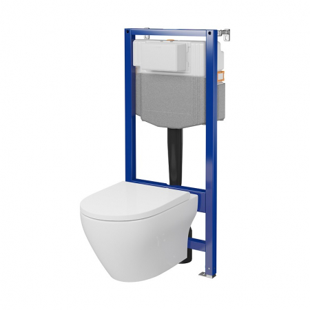 Set rezervor wc incastrat cu vas Wc oval si capac duroplast, Cersanit Larga Pro [0]