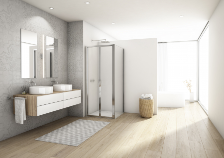 Cabina de dus 90x100 cm, cu usa pliabila culisanta, crom, Ronal Divera [1]