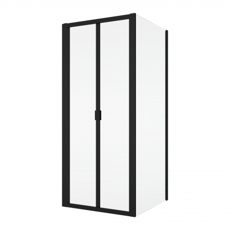 Cabine de dus simple - Cabina de dus 80x70 cm, cu usa pliabila culisanta, negru mat, Ronal Divera