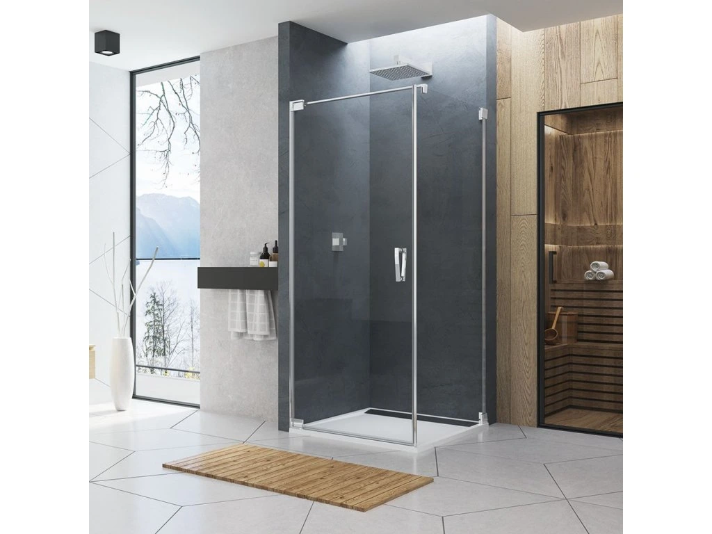 Cabine dus premium - Cabina de dus 70x120 cm cu usa batanta si profil compensator, crom, instalare usa stanga, Ronal Cadura