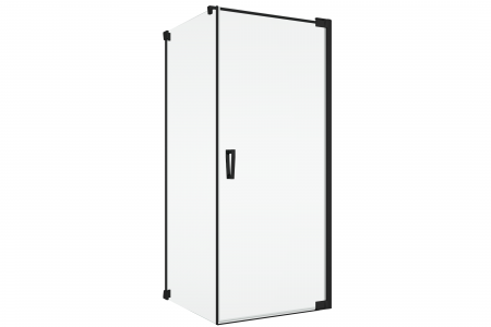 Cabine de dus simple - Cabina de dus 70x70 cm cu usa batanta si profil compensator, negru mat, instalare usa dreapta Ronal Cadura