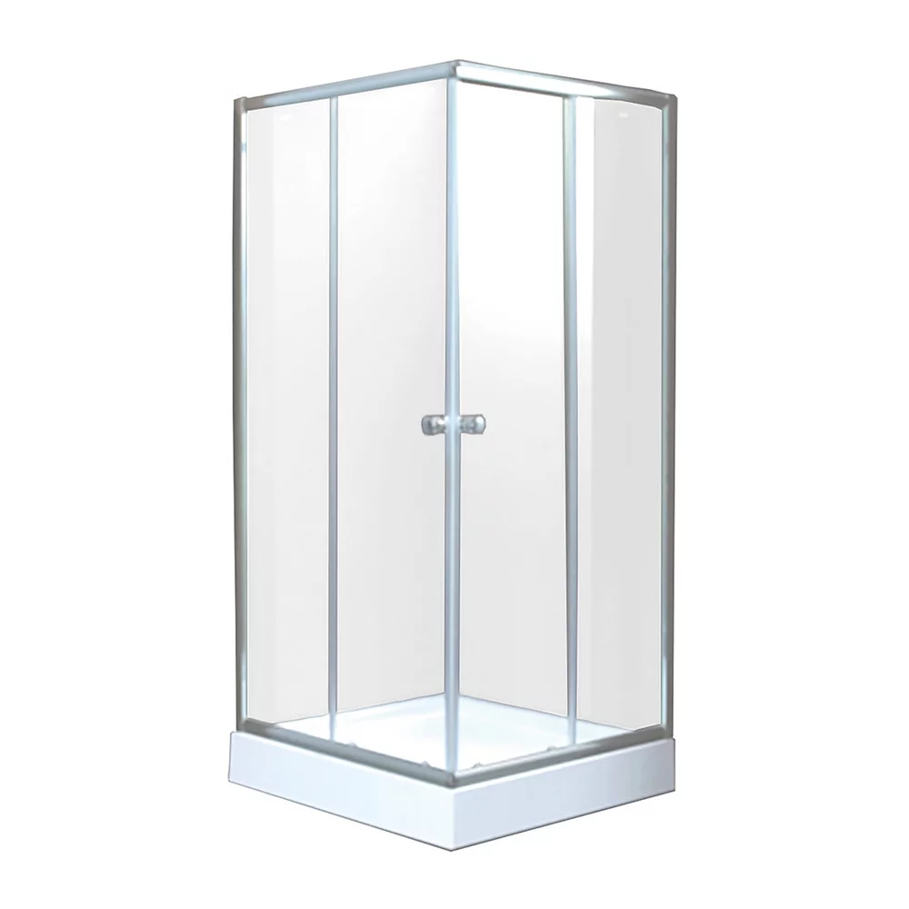 Cabine de dus simple - Cabina de dus 80x80 cm, profile crom, patrata, usi culisante, Invena Parla