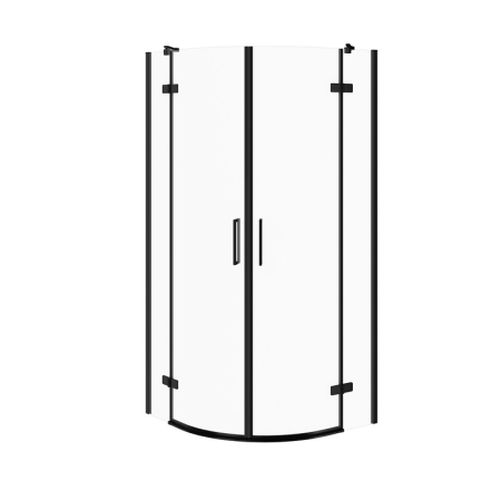Cabina de dus 80x80x195 cm, sticla securizata 6 mm, semirotunda, negru, Cersanit Jota [0]