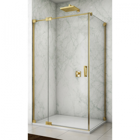 Cabine de dus simple - Cabina de dus aurie dreptunghiulara 100x80 cm Sanswiss Cadura Rubin, deschidere pe stanga