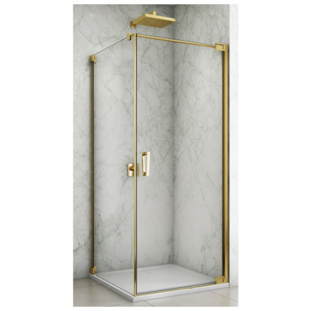 Cabine de dus simple - Cabina de dus aurie patrata 80x80 cm Sanswiss Cadura Opal, deschidere pe dreapta