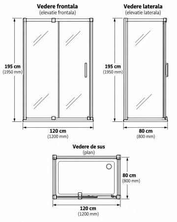 Cabina de dus auriu periat dreptunghiulara 120x80 cm Deante Prizma [1]