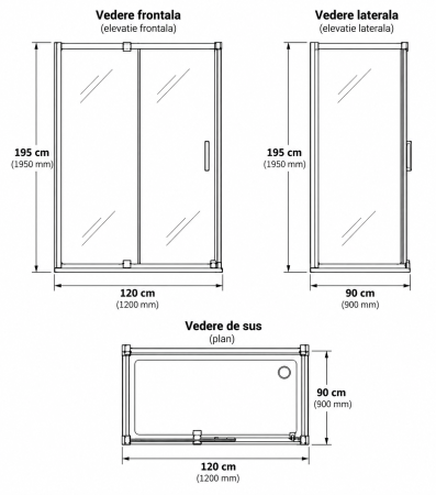 Cabina de dus auriu periat dreptunghiulara 120x90 cm Deante Prizma [1]