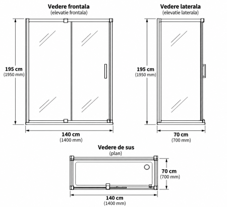 Cabina de dus auriu periat dreptunghiulara 140x70 cm Deante Prizma [1]