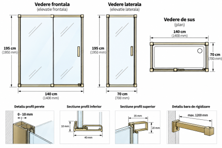 Cabina de dus bronz periat dreptunghiulara 140x70 cm Deante Prizma [5]