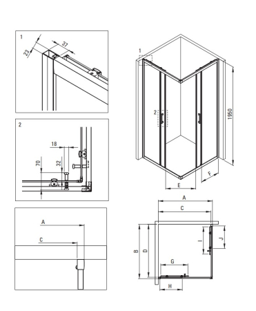 Cabina de dus crom patrata cu cadita alba  80x80 cm Deante Funkia Evo [1]