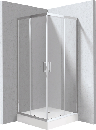 Baie - Cabina de dus crom patrata cu cadita alba  80x80 cm Deante Funkia Evo