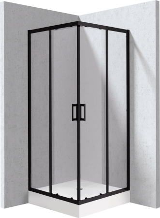 Baie - Cabina de dus neagra patrata cu cadita alba 80x80 cm Deante Funkia Evo