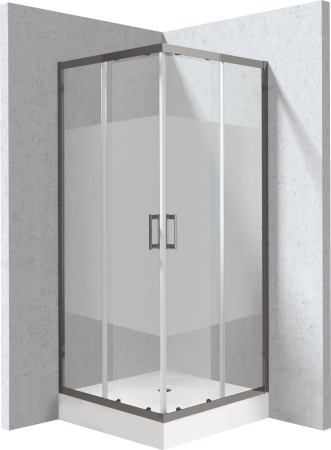 Baie - Cabina de dus titan patrata cu cadita alba 90x90 cm, cu sticla model dunga Deante Funkia Evo