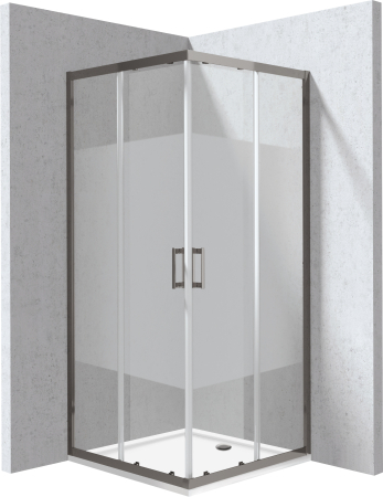 Baie - Cabina de dus  titan patrata cu cadita alba 80x80 cm cu sticla model dunga Deante Funkia Evo model
