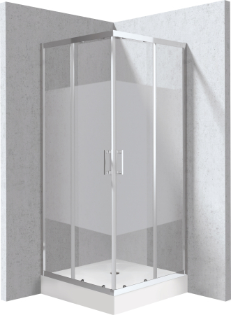 Baie - Cabina de dus crom patrata cu cadita alba 80x80 cm cu sticla model dunga  Deante Funkia Evo