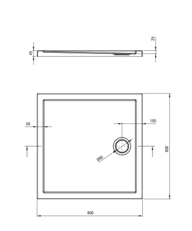 Cabina de dus neagra patrata cu cadita alba 80x80 cm cu sticla model val, Deante Funkia Evo [2]