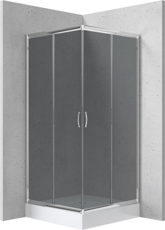 Baie - Cabina de dus crom grafit patrata cu cadita alba 80x80 cm Deante Funkia