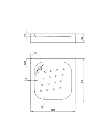Cabina de dus titan patrata cu cadita alba 90x90 cm, cu sticla model dunga Deante Funkia Evo [2]