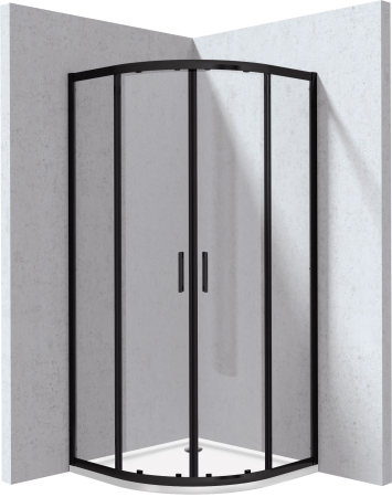 Baie - Cabina de dus neagra semirotunda cu cadita alba 80x80 cm Deante Funkia Evo 