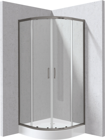 Baie - Cabina de dus titan semirotunda cu cadita alba 80x80 cm Deante Funkia Evo Titanium
