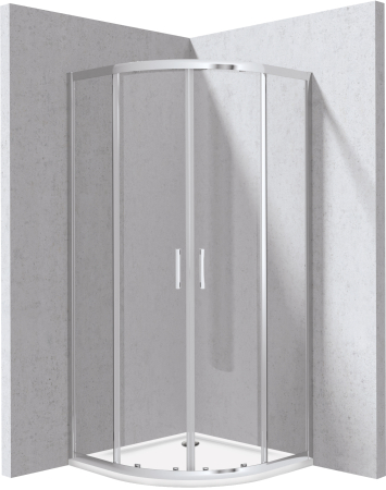 Baie - Cabina de dus crom semirotunda cu cadita alba 80x80 cm Deante Funkia Evo