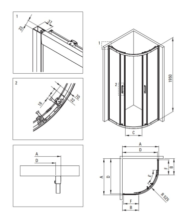 Cabina de dus titan semirotunda cu cadita alba 80x80 cm Deante Funkia Evo [1]